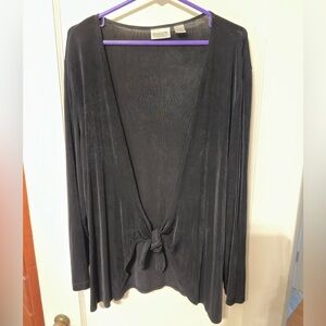 Chico's Travelers Elegant Black Cardigan with Tie Closure